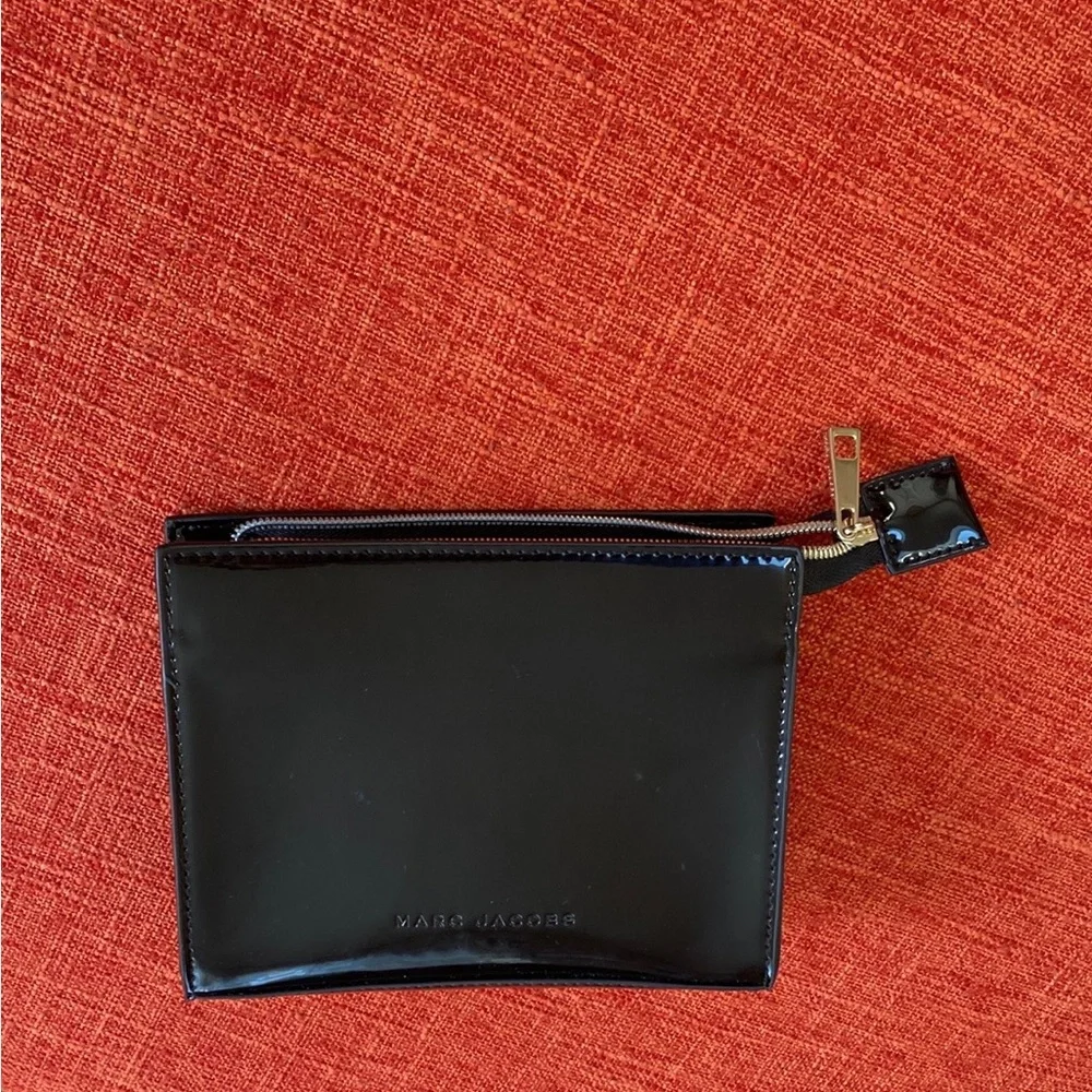 Marc Jacobs Black Patent Leather Shiny Clutch Bag Case